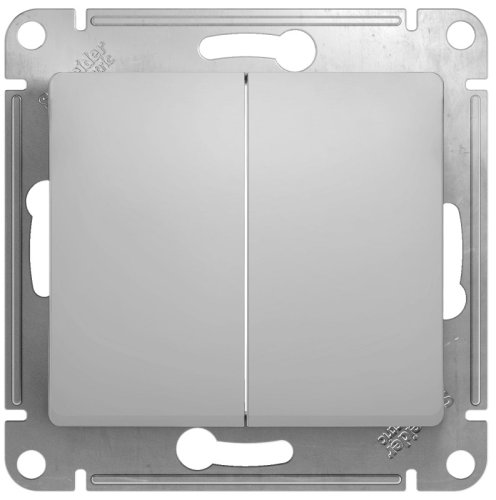 Выключатель без рамки Systeme Electric Glossa 2-кл. алюминий фото Выключатель без рамки Systeme Electric Glossa 2-кл. алюминий картинка